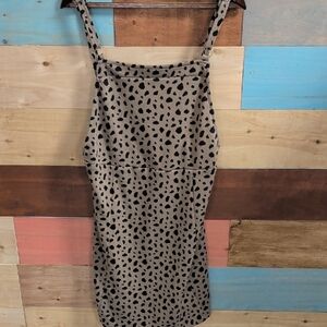 Jolt Taupe Spotted Midi Dress with Black Print